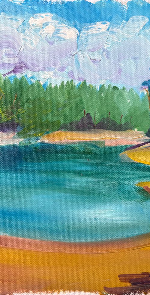 Lake in the forest. Pleinair by Dmitry Fedorov
