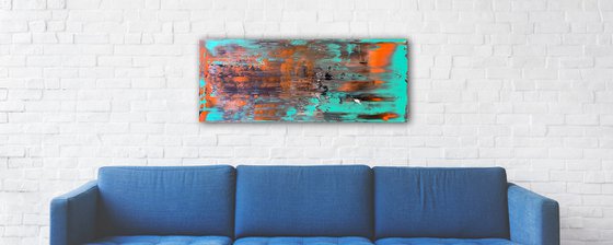 "Trip The Light Fantastic" - Original PMS Large Abstract Acrylic Painting On Canvas - 40" x 16"