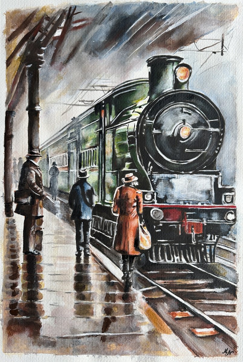 Impressionistic Cityscapes Painting By Misty Lady - M. Nierobisz, 13 X 19", Age Of Steam, Original Artwork