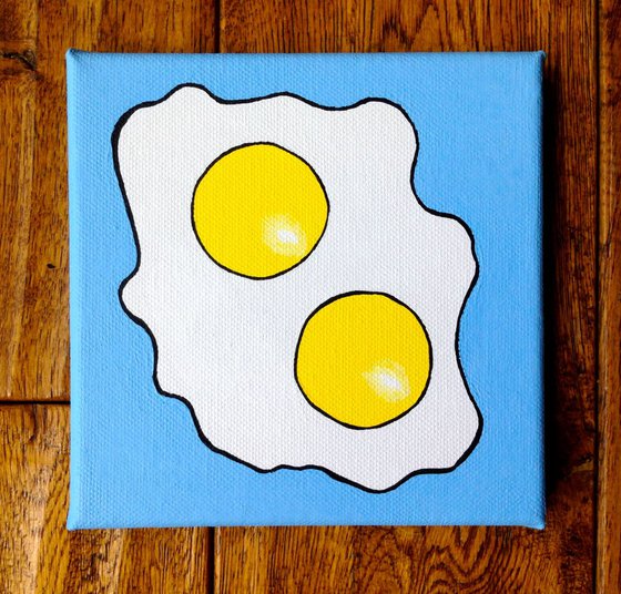 Fried Egg Double Yolk Pop Art Canvas Painting