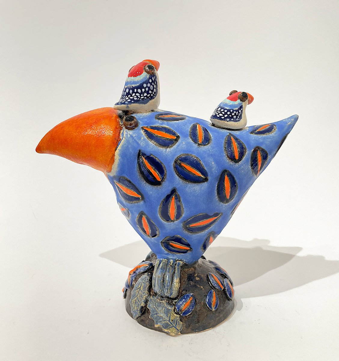 Naive Animal Clay Sculpture By Viktor Zuk, 8 X 9", Flight Through Ethereal Mists, Original Artwork