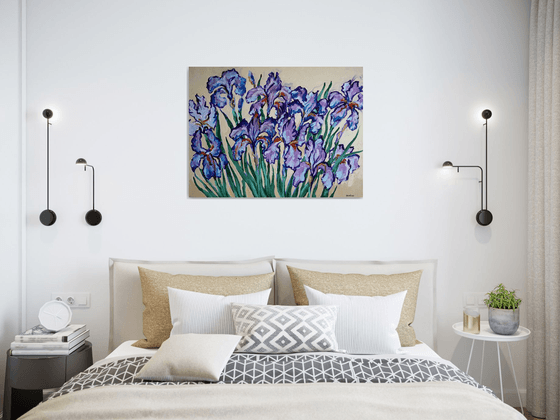 Irises on Cream