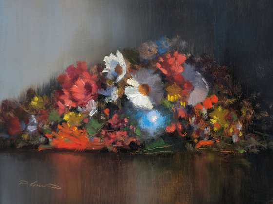 Flowers and Turquoise Pot