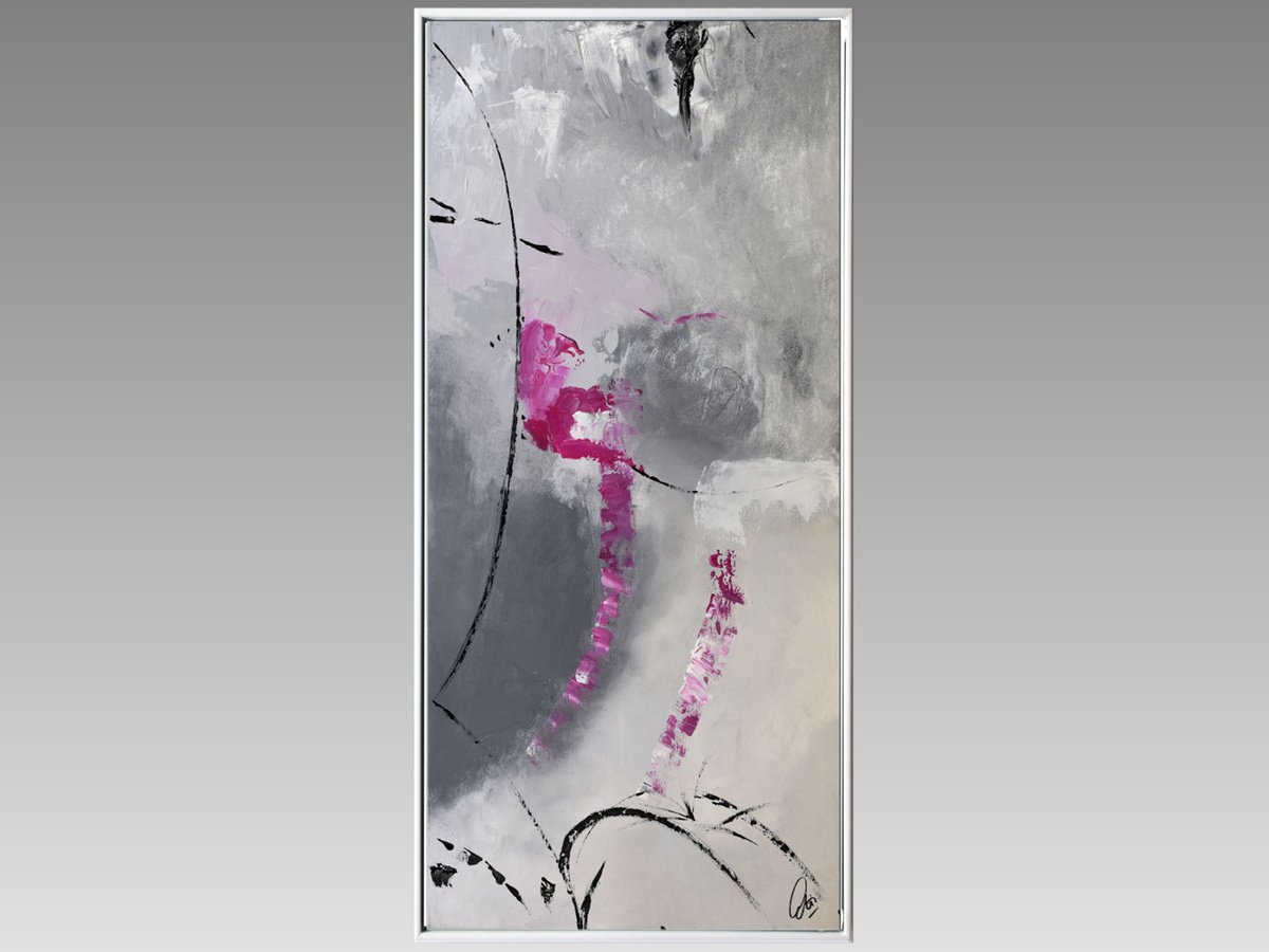 Pink Ways - abstract acrylic painting, canvas wall art, framed modern art by Edelgard Schroer