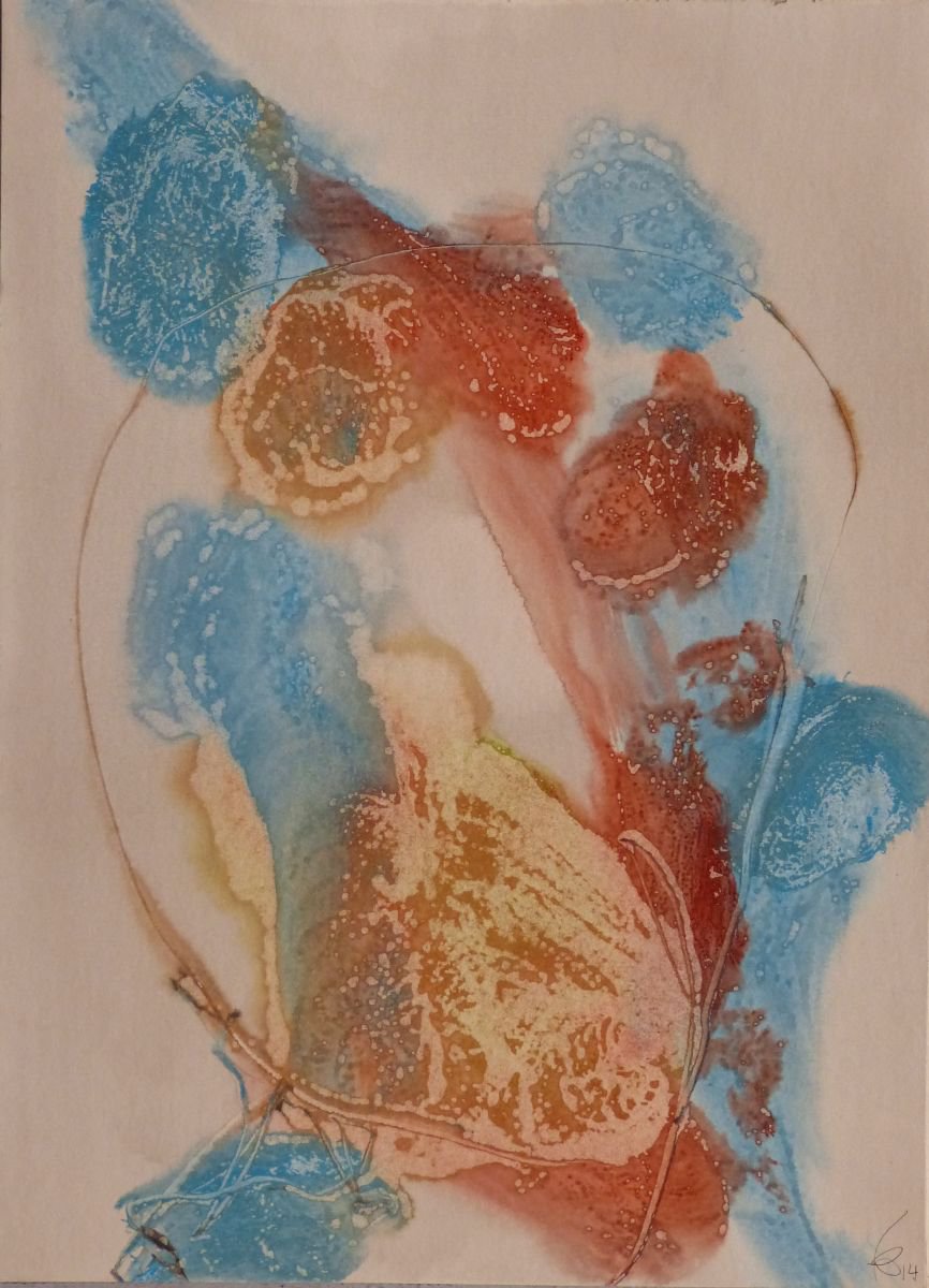 Abstract Botanical Acrylic Painting By Frederic Belaubre, 11 X 17, Prolegomena, Original Artwork