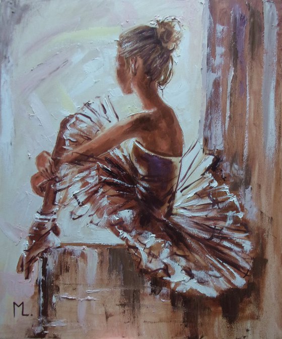 " CONCENTRATION ... " ballet original painting palette knife GIFT MODERN URBAN ART OFFICE ART DECOR HOME DECOR GIFT IDEA