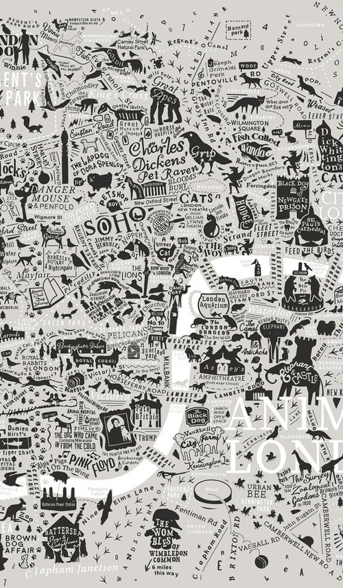 Animals Of London (70cm x 50cm) by Dex