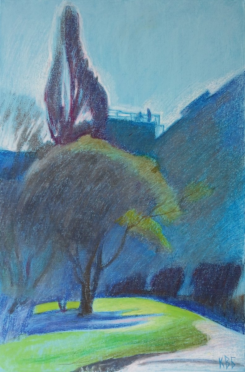 Cityscapes Painting By Vasyl Koval, 16 X 24", In Backlight, Original Artwork