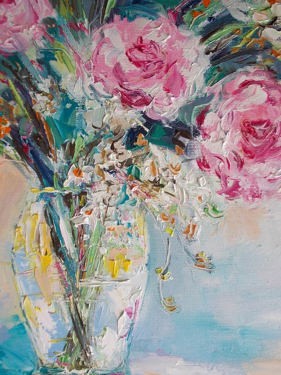 Morning Joy-Roses oil painting-Still life roses