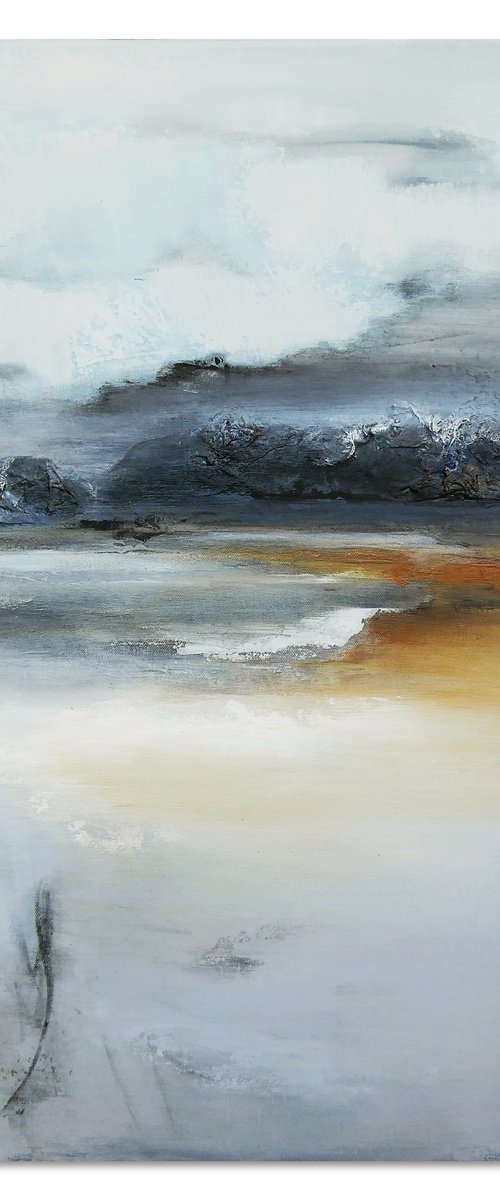 An impressionistic work "The Coastline in the Fog" by Olesia Grygoruk