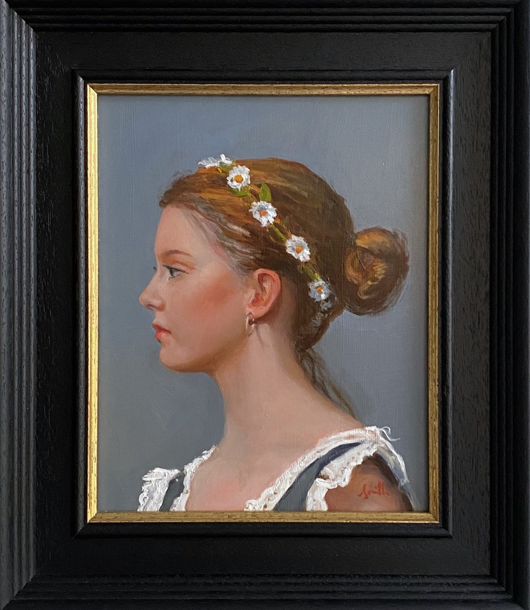 Impressionistic Portrait Oil Painting By Jackie Smith, 11 X 13, The Beauty And The Daisies., Original Artwork