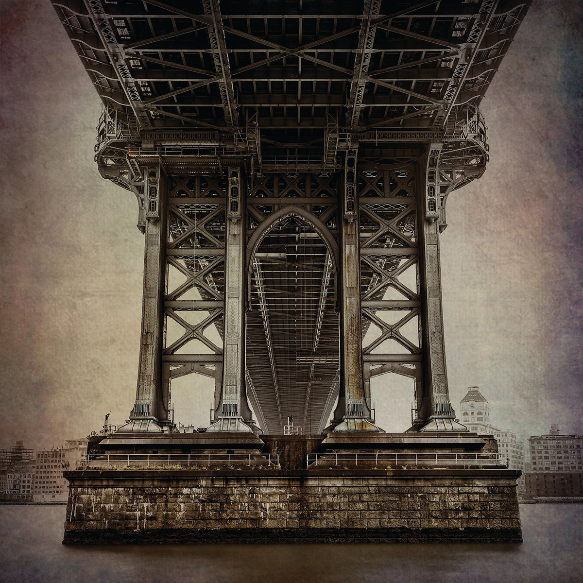 Abstract Cityscapes Photograph By Nick Psomiadis, 35 X 35", Grunge Tidal Straight, Original Artwork