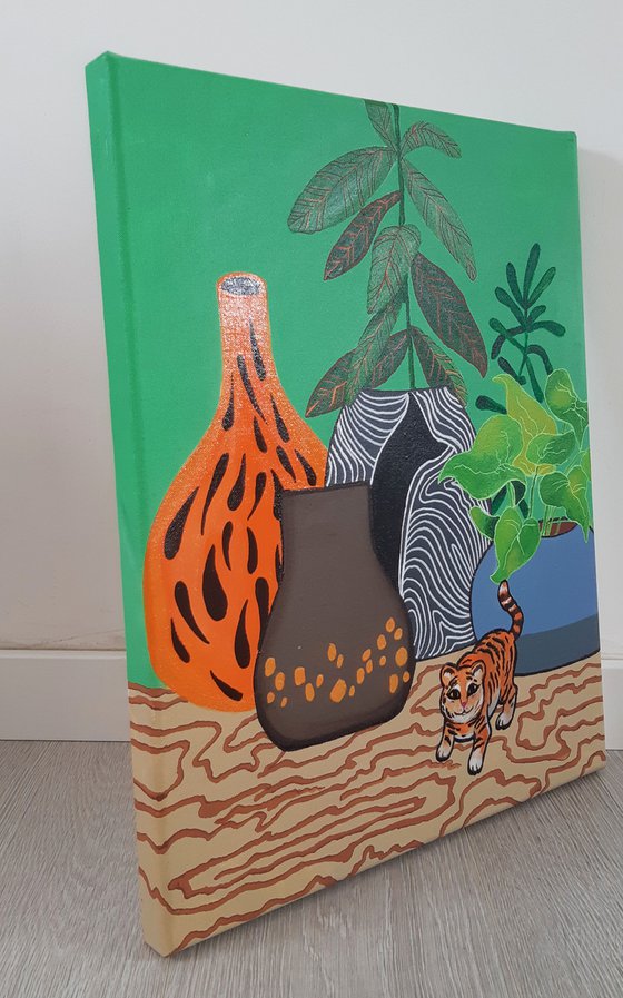 "My pet tiger" Maximalist Modern Matisse-Inspired Original Painting