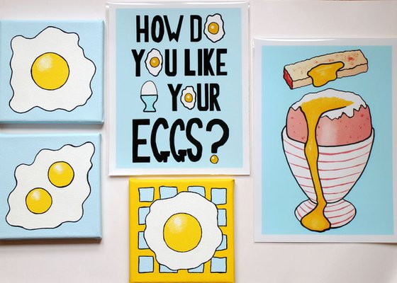 Potato Waffle And Fried Egg Miniature Pop Art Canvas