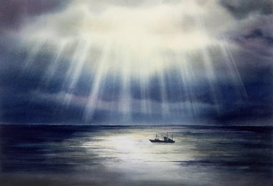 The Calm After the Storm - seascape - sunlight - sea and sky - seascapes - ocean - clouds - skyline