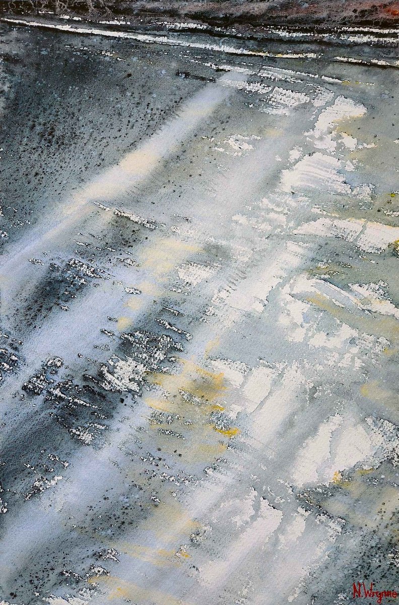 Impressionistic Abstract Watercolour By Neil Wrynne, 15 X 22", The Evening Tide, Original Artwork