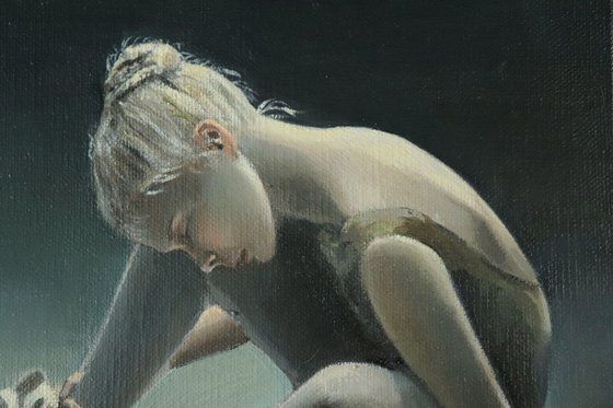 Days End, Exhausted Ballerina, Young Dancer Painting