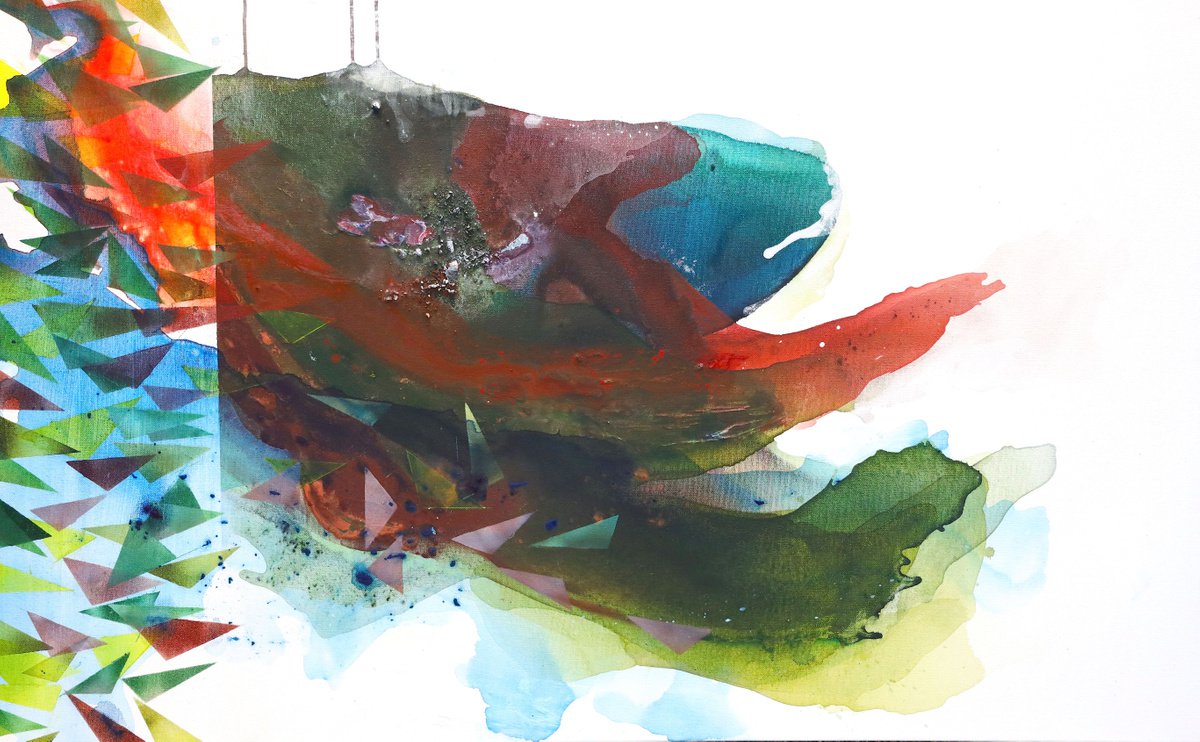 Geometric Abstract Acrylic Painting By Poovi Art, 48 X 30", Does This Path Have A Heart?, Original Artwork