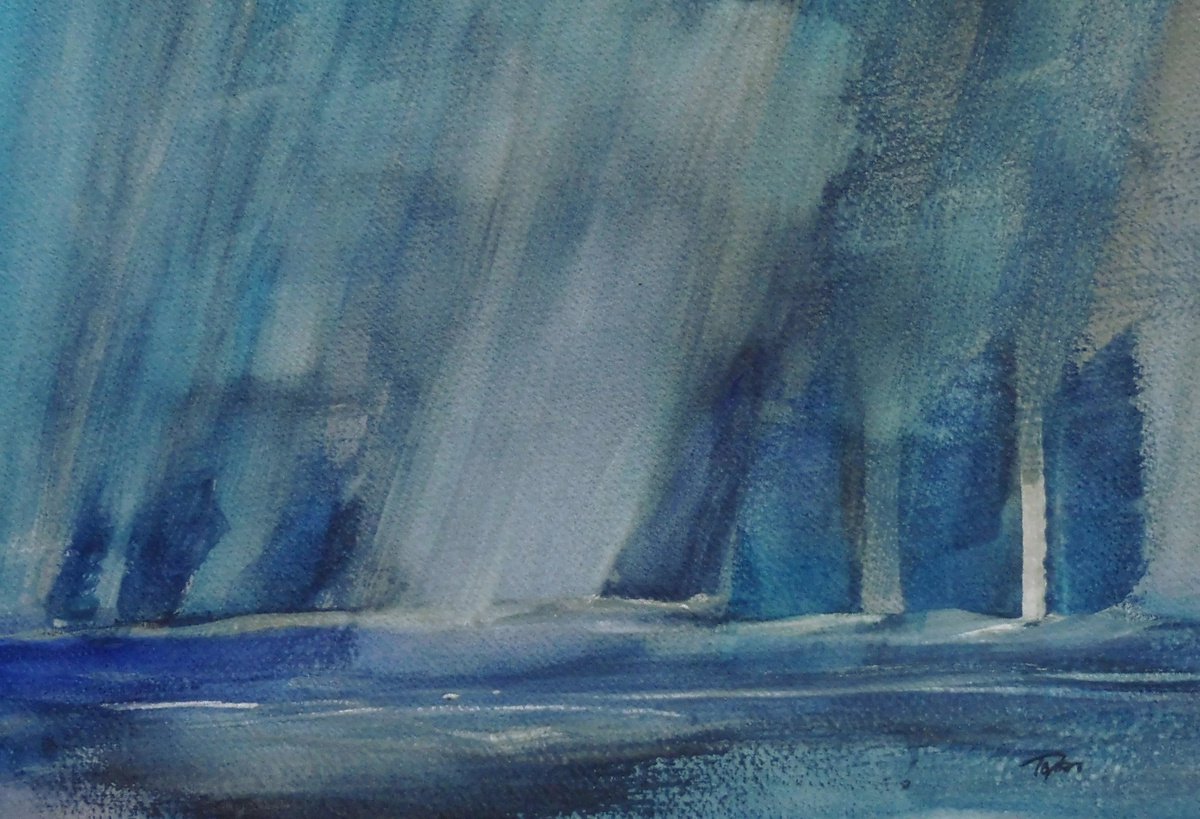 STORMY YACHT BLUES, ANGLESEY. Original Seascape Watercolour Painting. by Tim Taylor