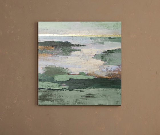 "Olive Estuary 3" Sage green abstract nature