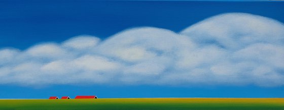 Dijklandschap (Red roofs, green dike)