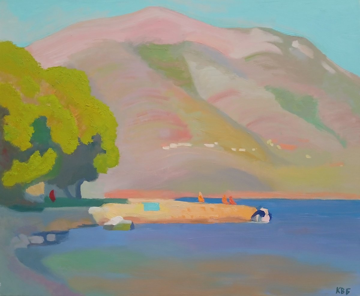 Impressionistic Landscape Oil Painting By Vasyl Koval, 24 X 20", Evening Rays, Original Artwork