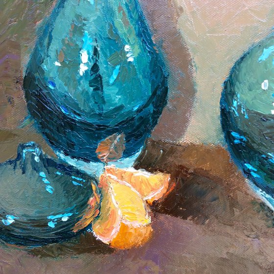 Blue and Orange - Original Still Life in Oils