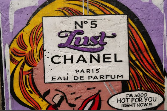 The Fragrance of Lust 120cm x 150cm Chanel Industrial Concrete Urban Pop Art Painting With Custom Etched Frame