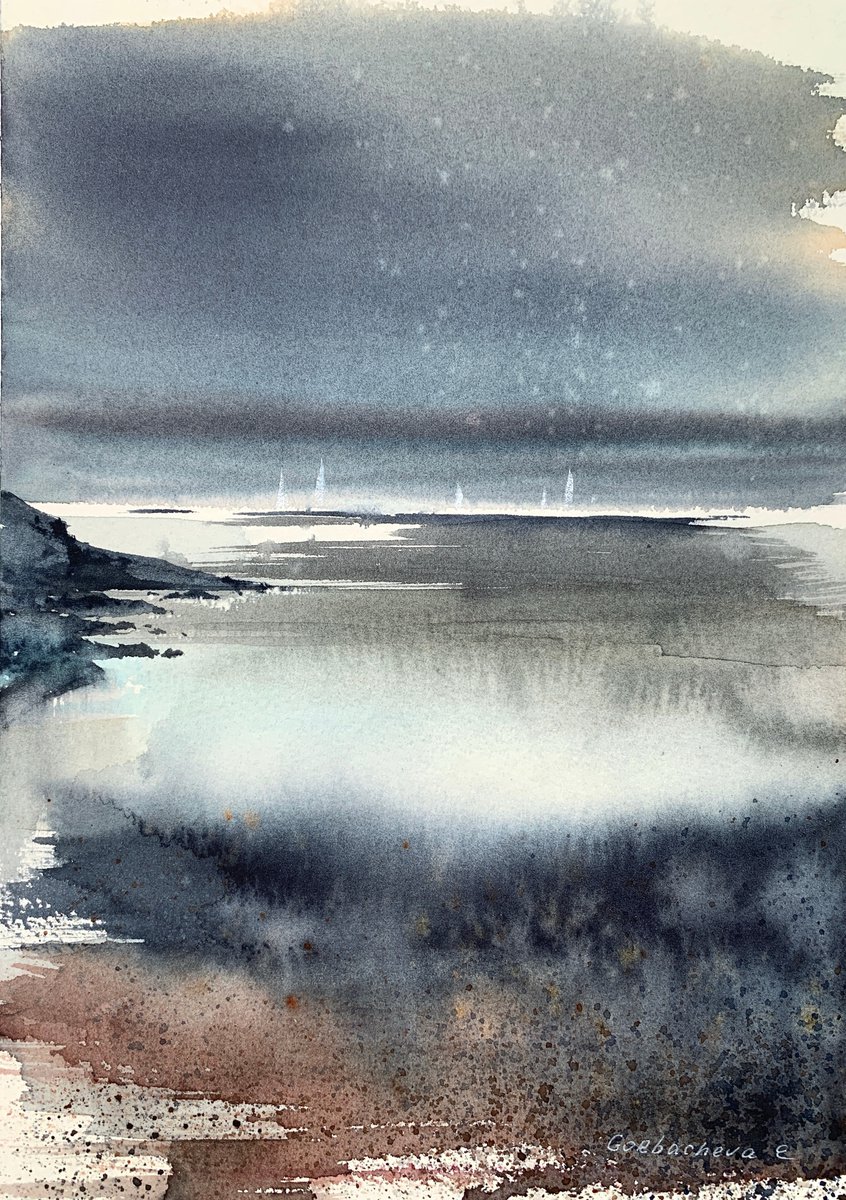 Impressionistic Watercolour , Abstraction Sea #2 By Eugenia Gorbacheva, 7 X 10, Artwork For Sale On Artfinder