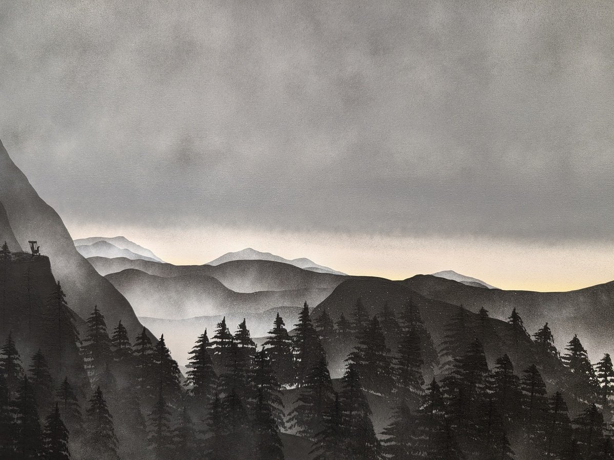 Landscape Acrylic Painting By Robert Owen Bloomfield, 46 X 32", The Observer, Original Artwork