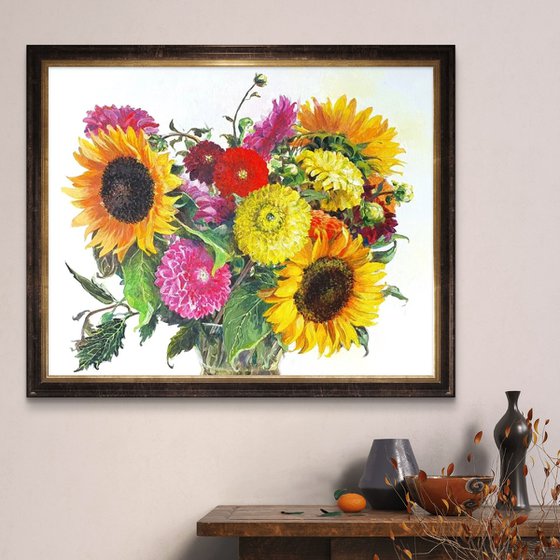 Floral bouquet in yellow and pink