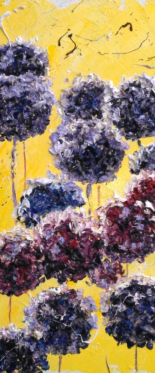 Dandelion Painting Original Oil Artwork Meadow Abstract Flowers Impasto Small Wall Art by Halyna Kirichenko