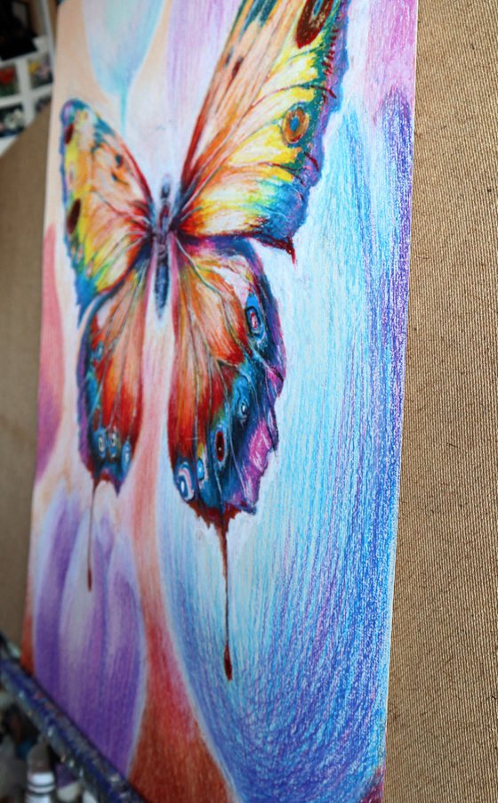 Vibrant Flight, Paper, Oil Pastel, 86x59 cm