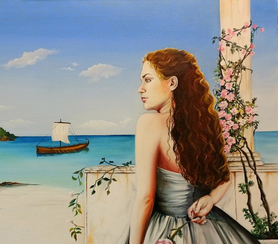 Orizzonte - landscape - sea - portrait -original painting