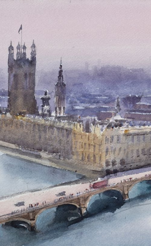 Thames and the palace of Westminster by Goran Žigolić Watercolors