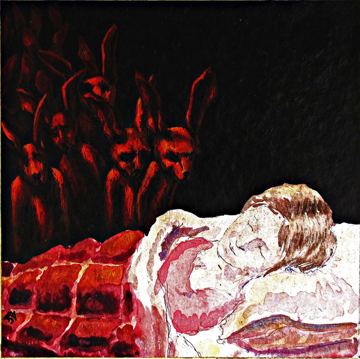 Portrait Painting By Antonio Mele, 8 X 8, Alice Slipping, Original Artwork