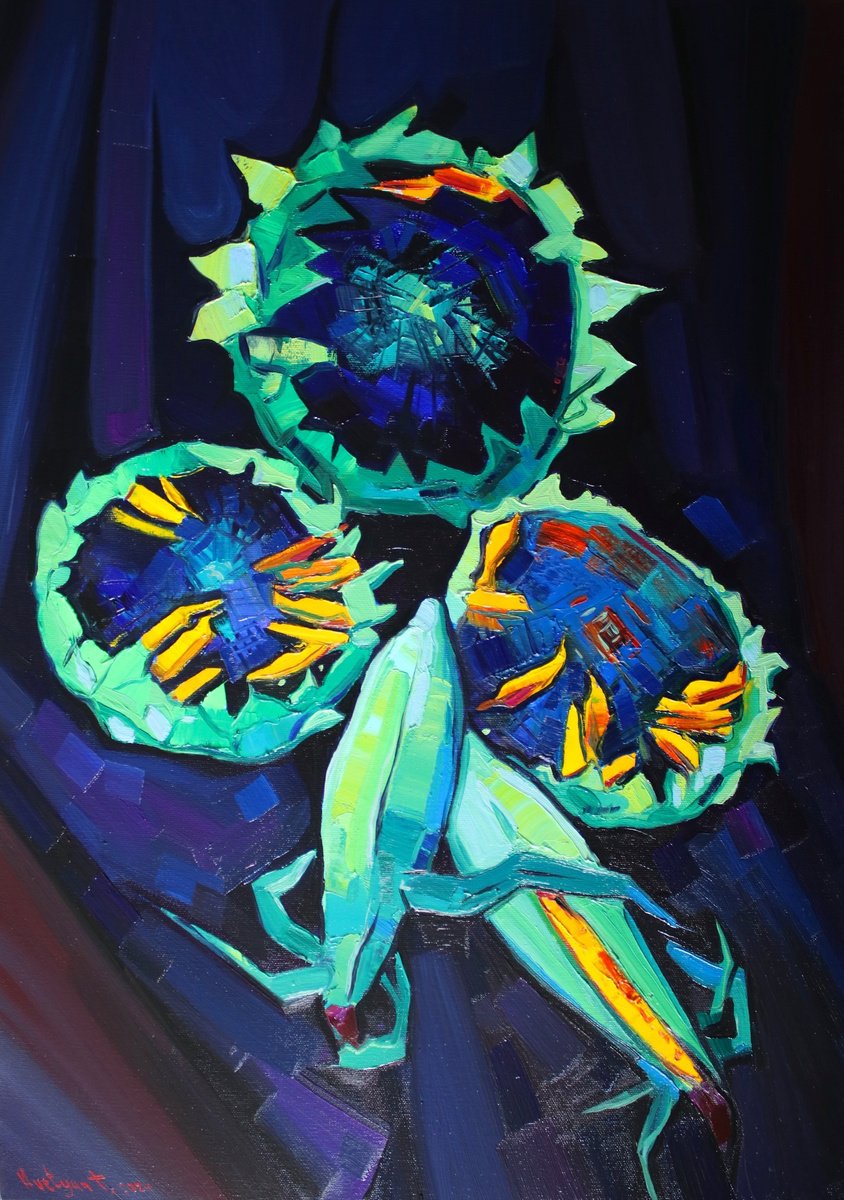 Expressive Still Life Oil Painting By Tigran Avetyan, 20 X 28", Still Life, Original Artwork