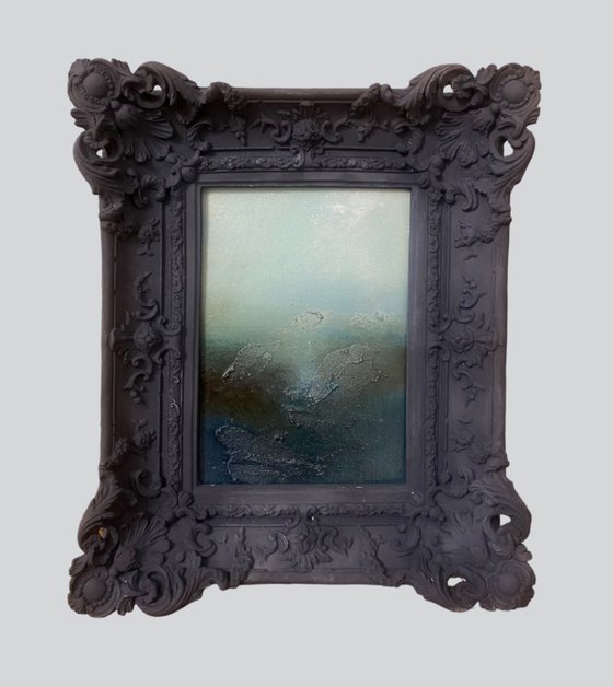 Evening dream 28X23 cm in gypsum black mat frame oil painting by Elena Troyanskaya