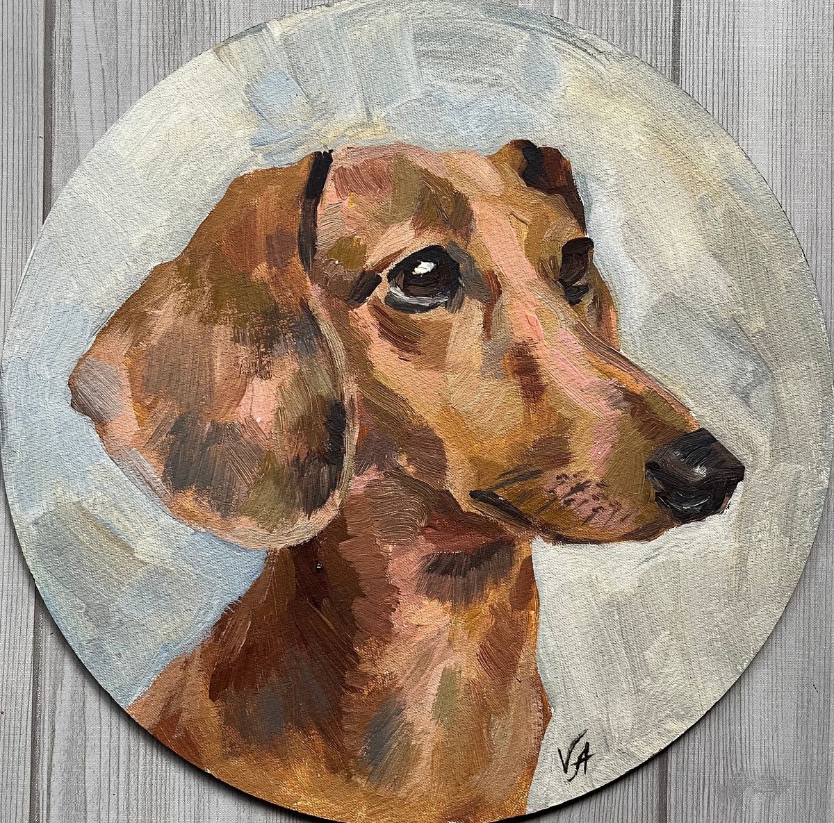 Red dachshund Acrylic painting by Alona Vakhmistrova | Artfinder
