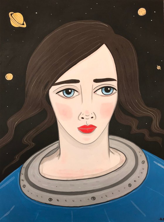 Woman in Space - 9 x 12 in