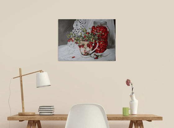 Strawberry Still Life Painting