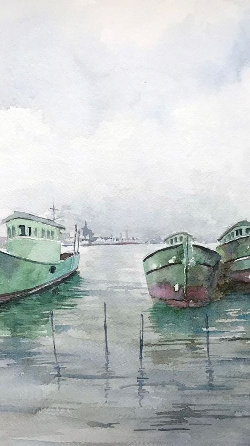 Teal boats by Vidya Lalgudi Jaishankar