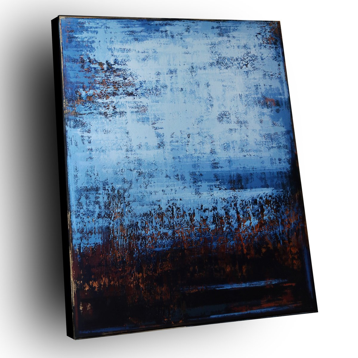 Organic Abstract Acrylic Painting By Inez Froehlich, 47 X 59, Blue Moon, Original Artwork