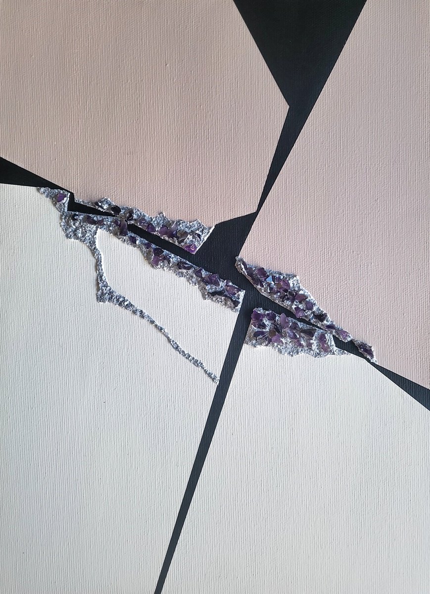 Geometric Abstract Painting By Veronika Obushikhina, 12 X 16", Rift 3, Original Artwork