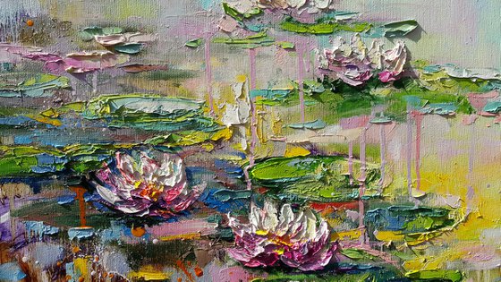 Water Lilies - Morning at the Pond, painting landscape