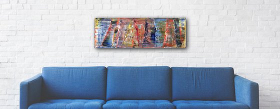 "Rising Tide" - FREE SHIPPING to the USA - Original Highly Textured PMS Abstract Oil Painting On Canvas - 36" x 12"