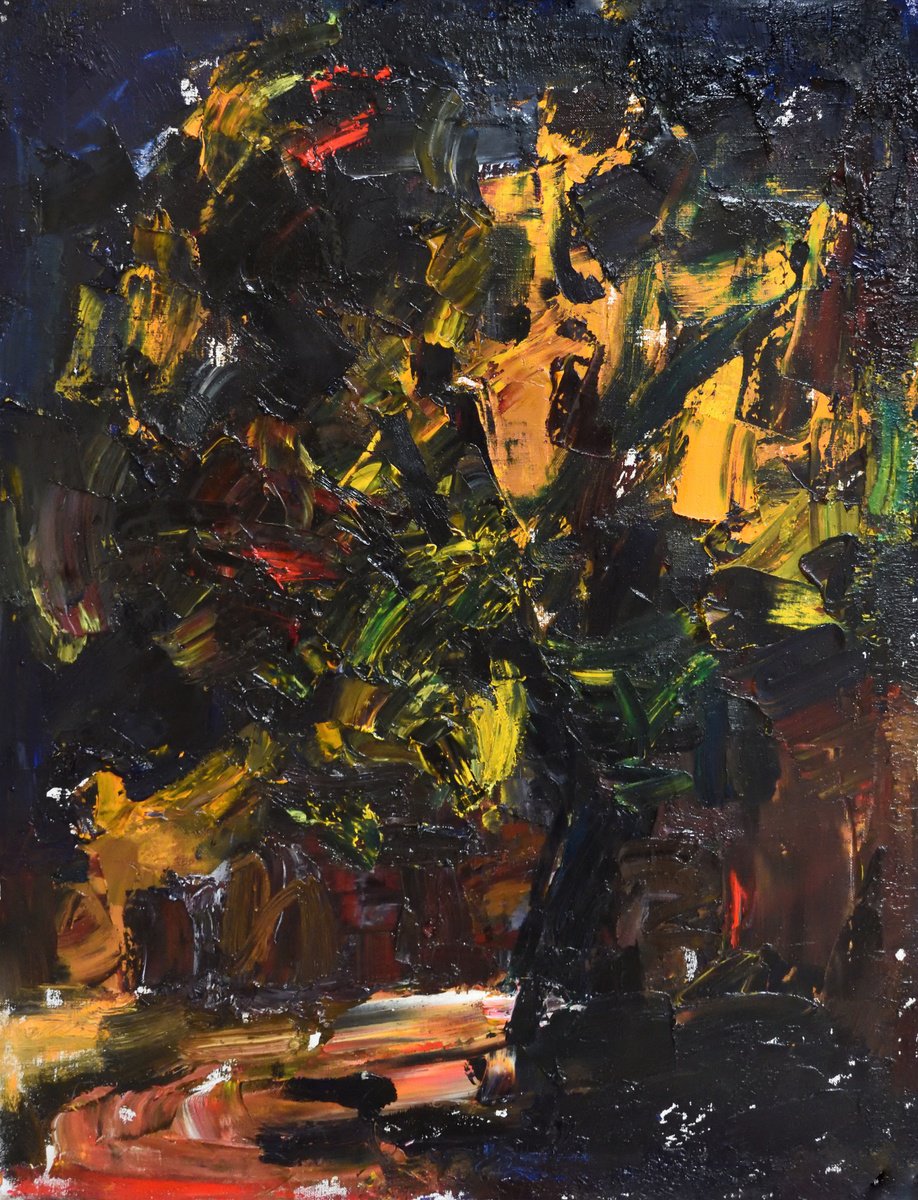 Expressive Landscape Oil Painting By Stanislava Cherkasova, 28 X 35", Summer Night, Original Artwork