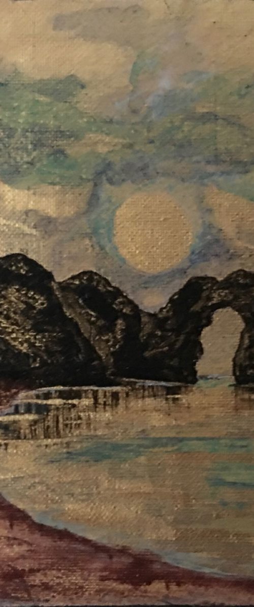 Durdle Door on gold leaf by Marja Brown