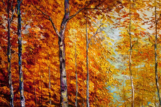 Birch grove in autumn (size 85х45cm)