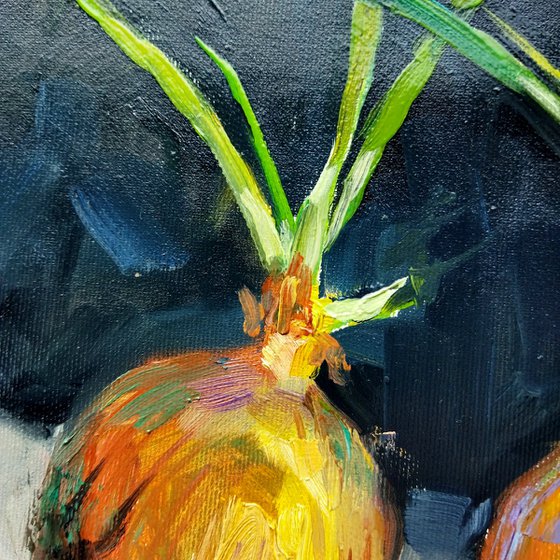 Onion still life